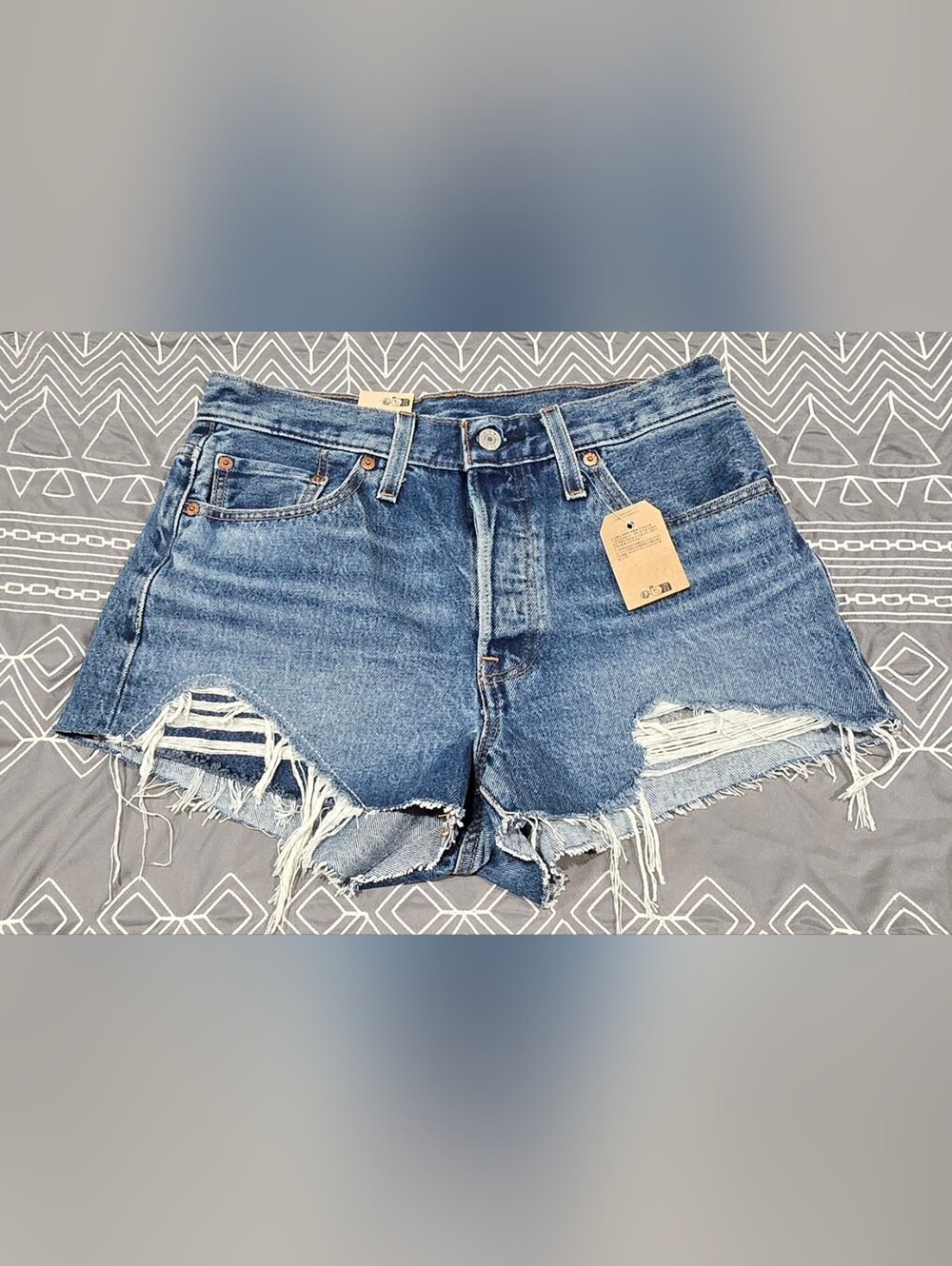 Levis 501 Womens High Waisted Cutoff Denim Shorts Size 28